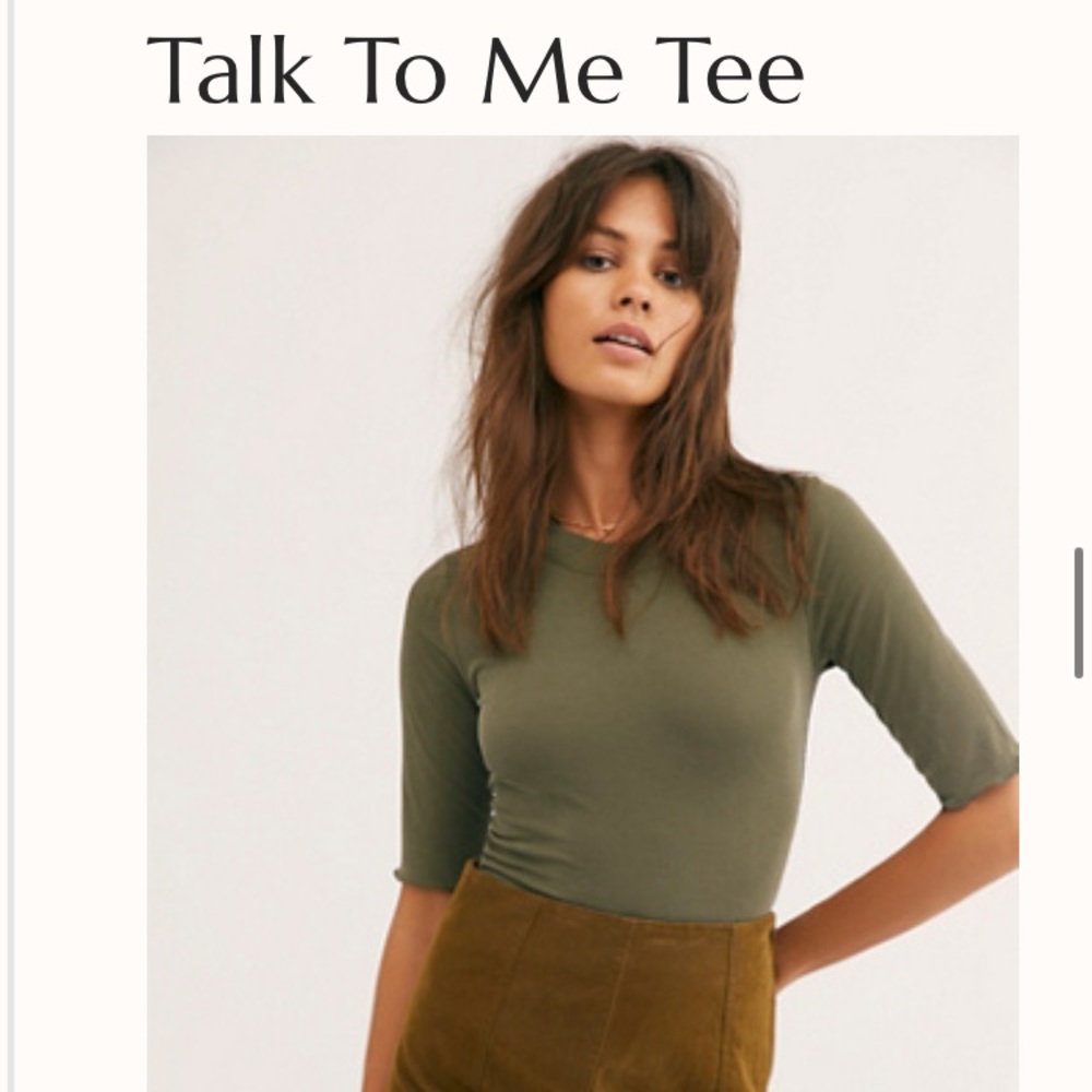Free People Talk to Me Tee - army
